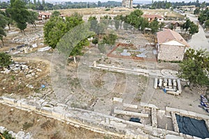 Aizonai antic city ruins with Zeus temple. Aizanoi ancient city in Cavdarhisar, Kutahya, Turkey.