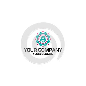 AJ Flower Logo Design Vector