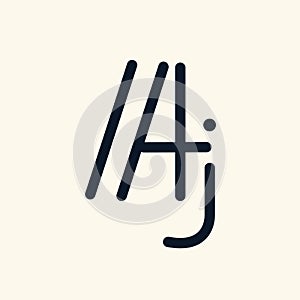 AJ monogram. Lowercase letter a, letter j logo. Geometric style.