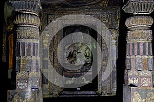 Ajanta caves, India. The Ajanta Caves in Maharashtra state are Buddhist caves