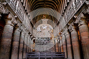 Ajanta caves, India. The Ajanta Caves in Maharashtra state are Buddhist caves