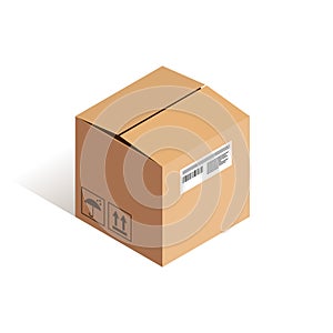 Ajar carton box isometric icon