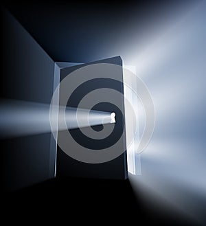 Ajar door light beam concept