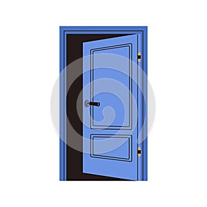 Ajar door. Open entrance, entry way to apartment, room. Exit doorframe. Portal, entryway to entering, exiting abstract