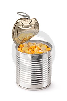 Ajar metallic can with sweet corn