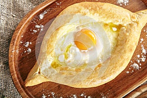 Ajarian Khachapuri with Cheese and Raw Egg