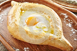 Ajarian Khachapuri with Cheese and Raw Egg