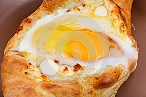 Ajarian khachapuri (Georgian cheese pastry