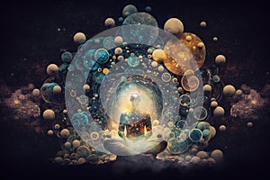 Enlightenment trough meditation. Generative AI