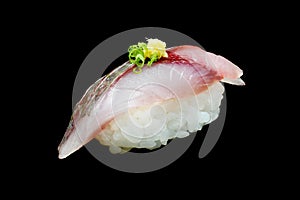 Aji Sushi or raw horse mackerel fish on Japanese rice.Japanese tradition food