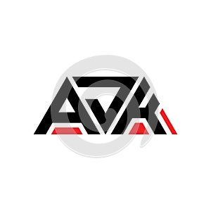 AJK triangle letter logo design with triangle shape. AJK triangle logo design monogram. AJK triangle vector logo template with red