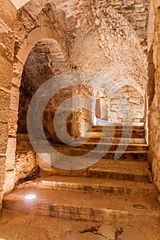 AJLOUN, JORDAN - MARCH 22, 2017: Interior of Rabad castle in Ajloun, Jorda