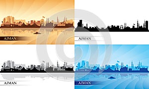 Ajman city skyline silhouettes set photo