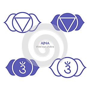 Ajna, third eye chakra symbol. Colorful mandala. Vector illustration
