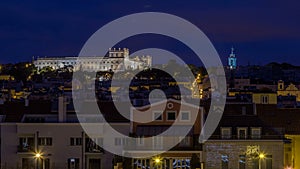 The Ajuda National Palace is a neoclassical monument in the civil parish of Ajuda night to day timelapse in Lisbon