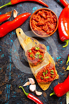 Ajvar, balkan pepper spread food