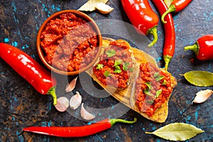 Ajvar, balkan pepper spread food