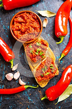 Ajvar, balkan pepper spread food