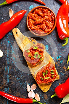 Ajvar, balkan pepper spread food