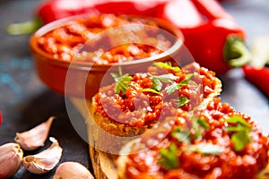 Ajvar, balkan pepper spread food