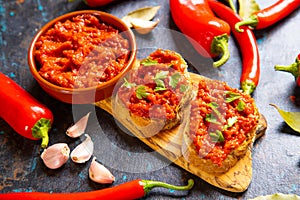 Ajvar, balkan pepper spread food