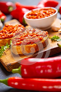 Ajvar, balkan pepper spread food