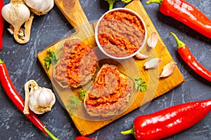 Ajvar, balkan pepper spread food