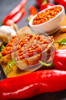 Ajvar, balkan pepper spread food