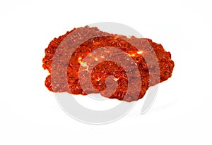 Ajvar isolated on white- traditional macedonian serbian dish made from red bell peppers