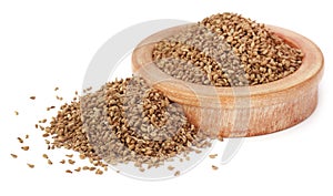 Ajwain seeds in a wooden bowl