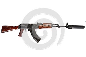 AK 47 assault rifle with sound suppressor (silencer)