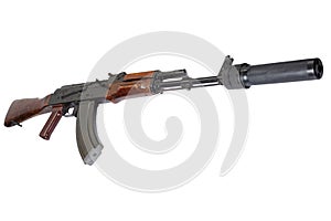 AK 47 assault rifle with sound suppressor (silencer)