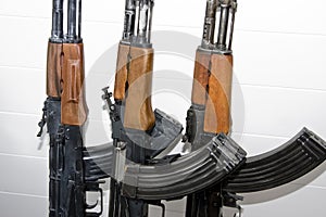 AK-47 assault rifles close up photo