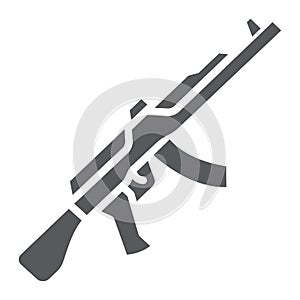 AK47 glyph icon, rifle and military, machine gun sign, vector graphics, a solid pattern on a white background.