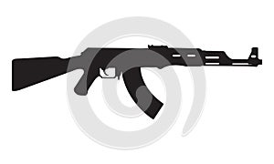 AK47 icon. Kalashnikov machine gun black silhouette. Vector illustration