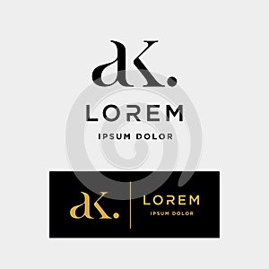 AK K Letter Linked Luxury Premium Logo