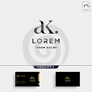 AK K Letter Linked Luxury Premium Logo