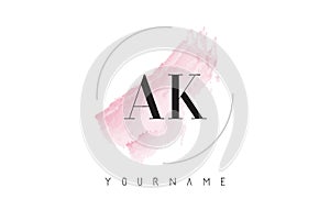 AK A K Watercolor Letter Logo Design with Circular Brush Pattern