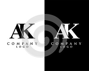 Ak, ka letter modern initial logo design vector, with white and black color that can be used for any creative business.