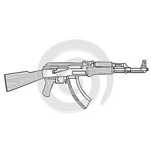 AK 47 Machine Gun Kalashnikov Vector Illustration