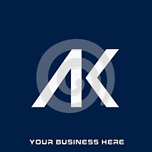 AK monogram. Uppercase letter a, letter k logo. Geometric style.