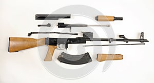 AK47 AKM Field Stripped. KALASHNIKOV