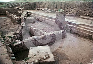 Akapana Pyramid in the archaeological deposit of Tiahuanaco, Bolivia