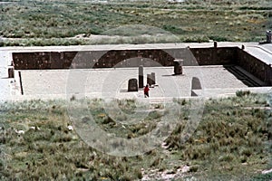 Akapana Pyramid in the archaeological deposit of Tiahuanaco, Bolivia