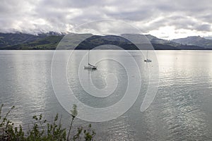 Akaroa town in New Zealand