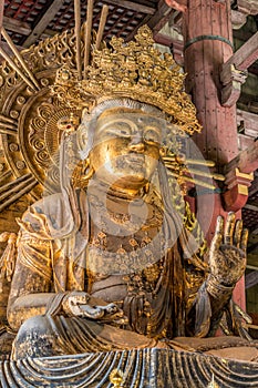 Akashagarbha or Kokuzo Bosatsu statue (Bodhisattva of Wisdom and Memory) at Daibutsu-den (Great Buddha Hall) in Todai-ji Temple