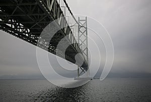 Akashi Kaikyo Bridge spanning the Seto Inland Sea from Awaji Island to Kobe, Japan