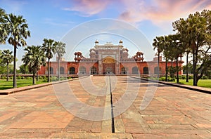 Akbar Tomb at Sikandra Agra India is a classic Mughal architecture masterpiece