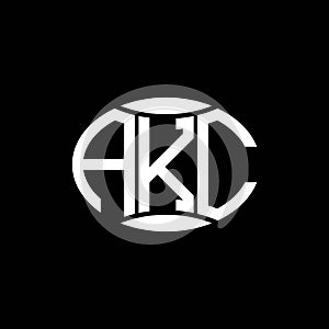 AKC abstract monogram circle logo design on black background. AKC Unique creative initials letter logo