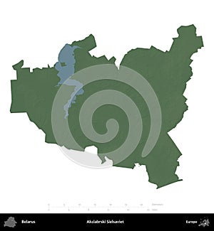 Akciabrski Sielsaviet, Belarus, isolated on white. Physical